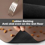 Absorbent Dog Feeding Mat - Quick Dry, Brown