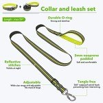 BSEEN Reflective Dog Collar and Leash Set, Nylon Pet Collar Leash with Neoprene Padded, Heavy Duty Puppy Collar with 5 Feet Dog Lead for Dog Walking (Green, Small)
