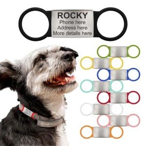 Slide On Pet Tag ID - Silent Custom Dog Tags - Name Tags Personalized - No Jingle Slide On Cat Tag ID - Engraved Collars
