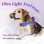 rabbitgoo Dog Harness No Pull, Quick Fit for Medium Sized Dog with Soft Padded Handle, Chest Adjustable Reflective Pet Vest, No Choke Escape Proof for Walking Training, Purple M