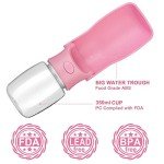 Dog Water Bottle Portable, Leak Proof Foldable Pet Water Dispenser for Dogs & Cats, 350ml Dog Water Bowl Drink Cup Summer Accessories for Outdoor Travel Walk Hinking (Pink)