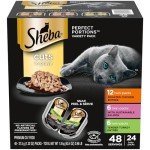 Sheba Perfect Portions Wet Cat Food Cuts in Gravy Variety Pack, Roasted Chicken Entree, With Sustainable Salmon, and Tender Turkey Entree, 2.6 oz. Twin-Pack Trays (24 Count, 48 Servings)