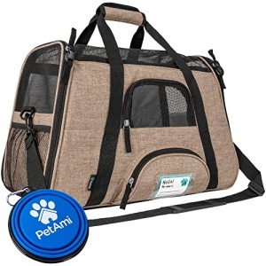 PetAmi Airline Approved Pet Carrier for Cat, Soft Sided Dog Carrier for Small Dog, Cat Travel Supplies Accessories for Indoor Cat, Ventilated Pet Carrying Bag Medium Kitten Puppy, Large Heather Taupe