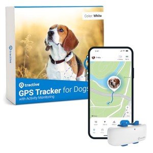 Tractive GPS Dog Tracker | Real-time Pet Location Tracker | Health & Wellness Alerts | Virtual Fence for Dogs | Dog Collar Attachment (White)