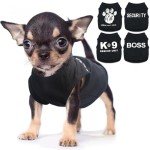 4 Pieces Chihuahua Clothes Dog Clothes for Small Dogs Boy Summer Teacup Yorkie Clothes Spring Letter Security Boss Dog Shirts Soft Puppy Clothes Tiny Dog Outfit Pet Cat Clothing XXS Black
