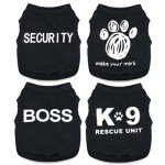 4 Pieces Chihuahua Clothes Dog Clothes for Small Dogs Boy Summer Teacup Yorkie Clothes Spring Letter Security Boss Dog Shirts Soft Puppy Clothes Tiny Dog Outfit Pet Cat Clothing XXS Black
