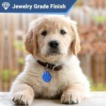 GoTags Paw Print Round Stainless Steel Pet Tag for Dogs and Cats, Personalized with 4 Lines of Custom Engraved ID Name and Number, in Stainless Steel and 15 Colors Small and Large, Glitter Blue