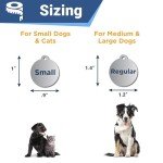 GoTags Paw Print Round Stainless Steel Pet Tag for Dogs and Cats, Personalized with 4 Lines of Custom Engraved ID Name and Number, in Stainless Steel and 15 Colors Small and Large, Glitter Blue