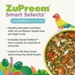ZuPreem Smart Selects Daily Bird Food for Parakeet, Budgie, Parrotlet, Dove, Bird Pellets and Seed Blend, Core Nutrition for Small Birds, Made in USA, Parakeet Food, Budgie Food (S, 2 lb)
