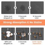 Pet Feeding Mat-Absorbent Pet Placemat for Food and Water Bowl, with Waterproof Rubber Backing, Quick Dry Water Dispenser Mat for Dog and Cat (12"x20", Striped Dark Gray)