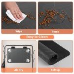 Pet Feeding Mat-Absorbent Pet Placemat for Food and Water Bowl, with Waterproof Rubber Backing, Quick Dry Water Dispenser Mat for Dog and Cat (12"x20", Striped Dark Gray)