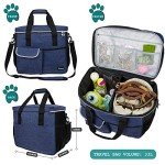 PetAmi Dog Travel Bag, Travel Pet Bag Organizer, Dog Food Travel Bag with Food Container and Bowls, Dog Travel Supplies Gift Accessories for Weekend Camping, Dog Cat Diaper Bag (Navy, Large)