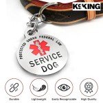 Service Dog Tag Double Sided with Federal Protection & Red Medical Alert Symbol | 1.25 Inch Durable Pet ID Tags | Easily Attach to Collar, Harness, Vest | Service Dog Identification Tag