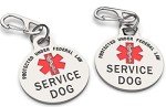 Service Dog Tag Double Sided with Federal Protection & Red Medical Alert Symbol | 1.25 Inch Durable Pet ID Tags | Easily Attach to Collar, Harness, Vest | Service Dog Identification Tag