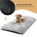 BFPETHOME Dog Beds for Large Dogs, Plush Dog Crate Bed Fluffy Cozy Kennel Pad for Sleeping &Ease Anxiety, Washable Dog Mats with Anti-Slip Bottom for Large Medium Dogs (36(35 x 23 inch), Grey)
