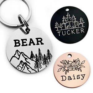 Cute Custom Pet ID Tags, Dog Tag and Cat Tag Personalized Engraved Double Sided - Round Stainless Steel