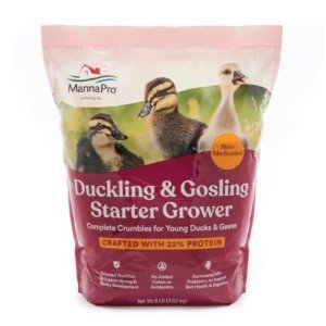 Manna Pro Duck Starter Grower Crumble – Non-Medicated Feed for Healthy Ducks & Geese, Supports Digestion – 8 lb