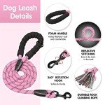PoyPet No Pull Dog Harness and 5 Feet Leash Set, Release on Neck Reflective Adjustable Pet Vest, Front & Back 2 D-Ring and Soft Padded Pet Harness with Handle for Small to Large Dogs(Pink,L)