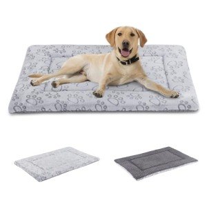 IEUUMLER Dog Bed, Reversible Washable Bed Mat, Soft Premium Plush Dog Crate Pad, Pet Cushion Sleeping Mattress for Small/Medium/Large Dogs and Cats FC014 (Gray,30"*20")