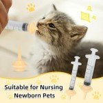 Kitten Nipples for Feeding,Professional Kitten Feeding Syringes,Nipple&Feeding Kit for Kittens and Puppies,Reusable Newborn Kitten Supplies,Suitable for Feeding Kitten,Puppy,Rabbit