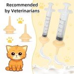 Kitten Nipples for Feeding,Professional Kitten Feeding Syringes,Nipple&Feeding Kit for Kittens and Puppies,Reusable Newborn Kitten Supplies,Suitable for Feeding Kitten,Puppy,Rabbit