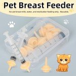 Kitten Nipples for Feeding,Professional Kitten Feeding Syringes,Nipple&Feeding Kit for Kittens and Puppies,Reusable Newborn Kitten Supplies,Suitable for Feeding Kitten,Puppy,Rabbit