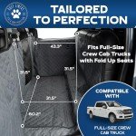 Dog Hammock For Truck with Fold Up Seats - Heavy Duty Crew Cab Size Floor Cover with Door Protection - Waterproof Truck Dog Seat Cover Back Seat with Door Protection - Machine Washable with Travel Bag