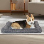 WINDRACING Dog Crate Bed for Large, Medium Dog, Washable Dogs Bed for Crate with Bolster, Pet Beds for Large Sized Dogs with Removable Cover and Non Skid Bottom, 36 x 23, Gray