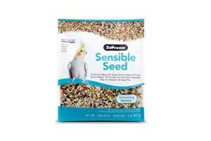 ZuPreem Sensible Seed Bird Food, Cockatiel, Lovebird, Quaker, Small Conure, Lorikeet, Seed and Pellet Blend for Medium Birds, Food Mixer Topper, Enriching Variety, Made in USA, Bird Seed (M, 2 lb)