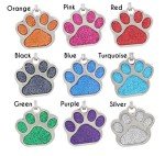 io tags Pet ID Tags, Personalized Dog and Cat Tags, Custom Engraved, Easy to Read, Cute Glitter Paw Tag (Pink)