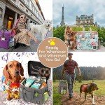 pmpete Dog Travel Bag for Traveling| Week Away/Overnight Dog Travel Accessories with Multi-Function Pockets|Pet Travel Set for Dog and Cat|Ideal Dog Diaper Bag and Dog Travel Kit(Grey)