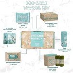 Dog Travel Cleaning Kit and Accessories - Dog Road Trip Essentials - Includes Grooming Wet Wipes and Dry Wipes, Poop Bag, Odor Spray, Pee Pads, and Gloves - Dog Mom Gifts for Women