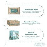 Dog Travel Cleaning Kit and Accessories - Dog Road Trip Essentials - Includes Grooming Wet Wipes and Dry Wipes, Poop Bag, Odor Spray, Pee Pads, and Gloves - Dog Mom Gifts for Women