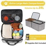 Abrimelodi 6 Set Dog Travel Bag, Large Pet Travel Kit for Supplies Includes 2 Food Containers, 1 Travel Organizer for Dogs, 2 Collapsible Bowls, 1 Treat Pouch, Dog Weekend Overnight Travel Bag Luggage