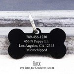 Ultra Joys Stainless Steel Pet ID Tag, Personalized Front and Back Engraving, Customized Dog Tags and Cat Tags, Bone Tag with Mountain Design, Large, Black