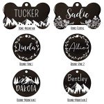 Ultra Joys Stainless Steel Pet ID Tag, Personalized Front and Back Engraving, Customized Dog Tags and Cat Tags, Bone Tag with Mountain Design, Large, Black