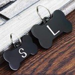 Ultra Joys Stainless Steel Pet ID Tag, Personalized Front and Back Engraving, Customized Dog Tags and Cat Tags, Bone Tag with Mountain Design, Large, Black