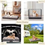 Orthopedic Dog Beds for XL, Large, Medium, Small Dogs - Soft Plush Washable with Egg Crate Foam, Waterproof with Removable Cover & Anti-Slip Bottom, Comfy Striped Dog Bed for Crate, 40x28 Inch, Gray