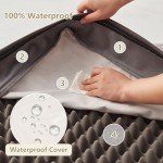 Orthopedic Dog Beds for XL, Large, Medium, Small Dogs - Soft Plush Washable with Egg Crate Foam, Waterproof with Removable Cover & Anti-Slip Bottom, Comfy Striped Dog Bed for Crate, 40x28 Inch, Gray