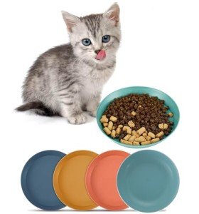 Puctstone 8 Pack Cat Bowls for Indoor, Cat Food Dish Plates, Shallow Bowl for Whisker Fatigue Friendly, Hamster, Bamboo Rat, Rabbit, Small Pets, Feeding Supplies