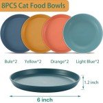 Puctstone 8 Pack Cat Bowls for Indoor, Cat Food Dish Plates, Shallow Bowl for Whisker Fatigue Friendly, Hamster, Bamboo Rat, Rabbit, Small Pets, Feeding Supplies