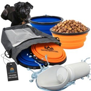 Travel Bag for Dogs and Cats - Dog Bag for Traveling Essentials & Travel Set - Pet Travel Bag with Dog Bowls and Water Bottle - Walking and Travel Accessories