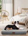 OhGeni 35 Inch Orthopedic Waterproof & Machine Washable Dog Bed for Medium Large Pets, 20D Egg Crate Foam Stable Support, Non-Slip Bottom and Removable Cover, Tear-Resistant Invisible Zipper(Gray)