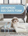 OhGeni 35 Inch Orthopedic Waterproof & Machine Washable Dog Bed for Medium Large Pets, 20D Egg Crate Foam Stable Support, Non-Slip Bottom and Removable Cover, Tear-Resistant Invisible Zipper(Gray)