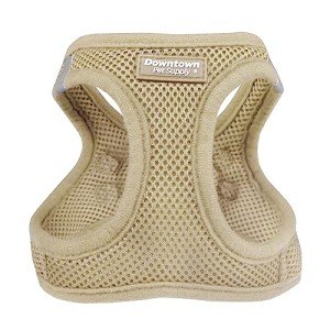 Downtown Pet Supply Step in Dog Harness for Small Dogs No Pull, Small, Khaki - Adjustable Harness with Padded Mesh Fabric and Reflective Trim - Buckle Strap Harness for Dogs