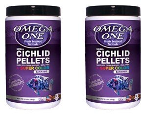 Omega One 2 Pack of Super Color Sinking Small Cichlid Pellets, 16.25 Ounces Each, Made in The USA