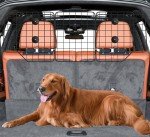 CASIMR Dog Car Barrier for SUVs, Vehicles, Trucks, Cars, Adjustable Pet Divider Cargo Area Universal-Fit, Folding Design for Easy Storage, Heavy-Duty Wire Mesh Barriers Safety Travel Accessories