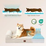 EHEYCIGA Memory Foam Dog Bed Medium Sized Dogs, Waterproof Dog Bed Orthopedic with Washable Removable Cover, Non-Slip Pet Bed Couch for Crate, 30x20x6 Inches, Beige