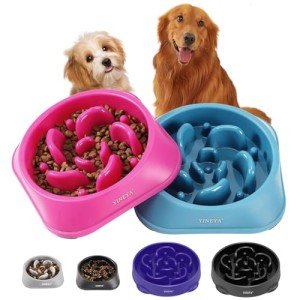 YINEYA 2PCS Slow Feeder Dog Bowls, Pet Supplies That Slow Down Eating, Pet Food Bowls, Maze Dog Puzzle Feeder for Medium Breed