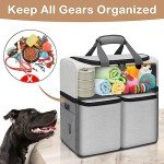 Mancro Dual Layers Dog Travel Bag, Pet Travel Bags with 2 Extra Large Food Containers, 2 Collapsible Dog Bowls, Multi-Pockets Tote Organizer for Dog Supplies, Dog Road Trip Essentials, Weekend Camping
